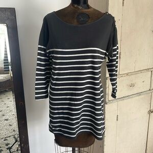 J. Crew Gray and White Stripe Boatneck T-shirt - FINAL SALE